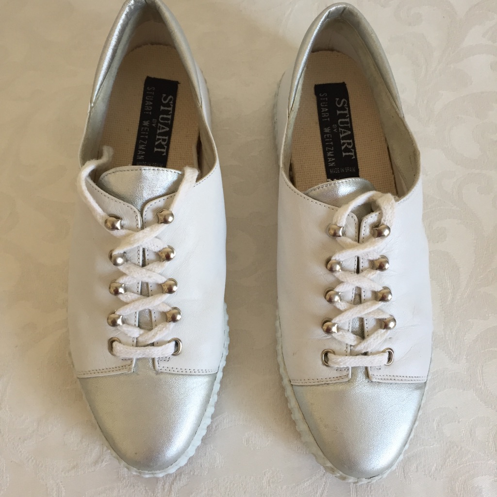 Stuart Weitzman White Silver Fashion Sneakers